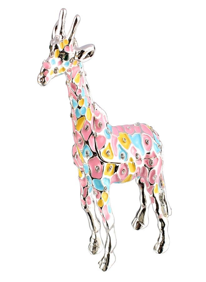 Xinkulas Colorful Giraffe Figurine Trinket Jewelry Box Collectibles Decoration Keepsake Box 5.1 Inches (Sliver) - Image 1